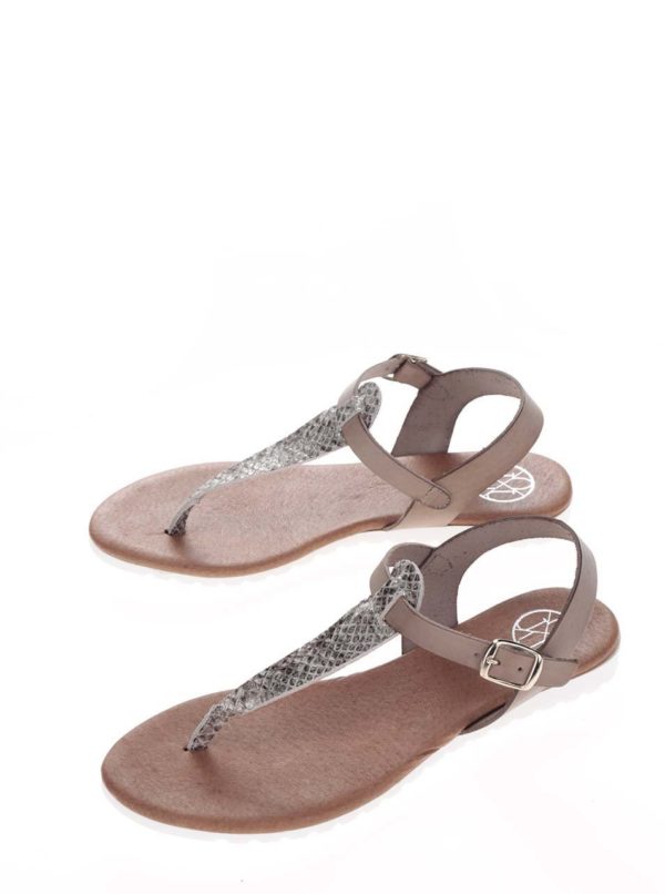 Sivé kožené sandále s hadím vzorom OJJU