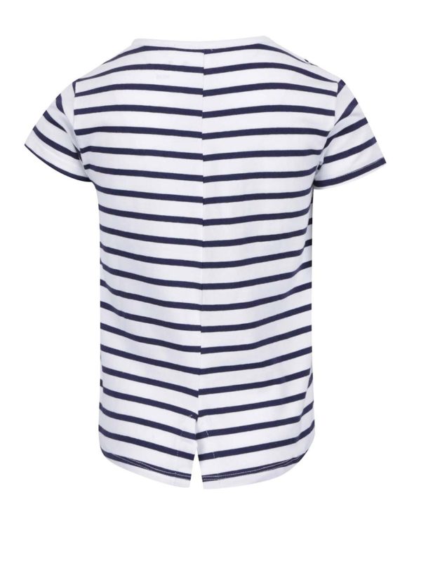 Modro-biele dievčenské pruhované tričko s potlačou 5.10.15.