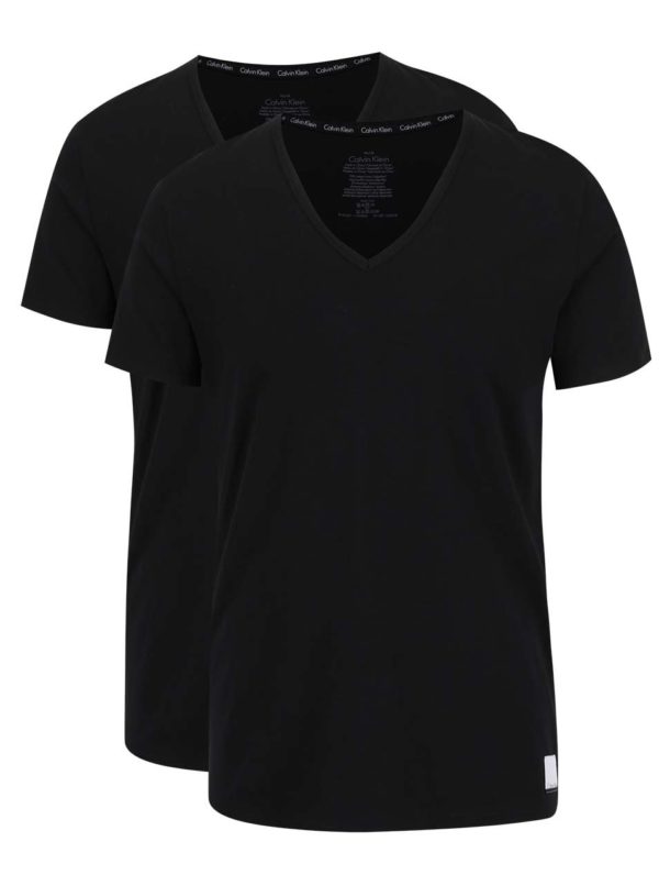 Súprava dvoch pánskych tričiek pod košeľu v čiernej farbe Calvin Klein