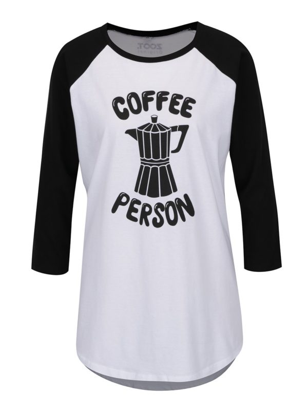 Čierno-biele unisex tričko s dlhým rukávom ZOOT Originál Coffee person