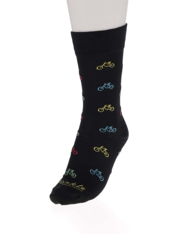 Čierne unisex ponožky s motívom bicyklov Fusakle Cyklista čierny
