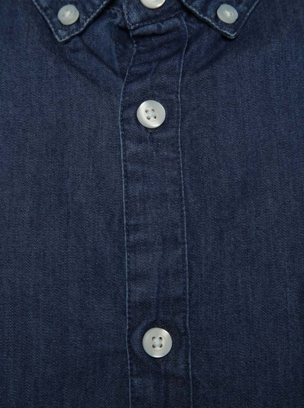Modrá rifľová košeľa s krátkym rukávom Burton Menswear London