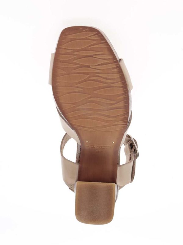 Béžové kožené sandálky na vysokom podpätku OJJU