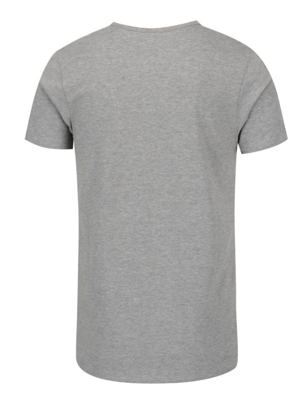 Sivé melírované tričko s véčkovým výstrihom Jack & Jones Basic