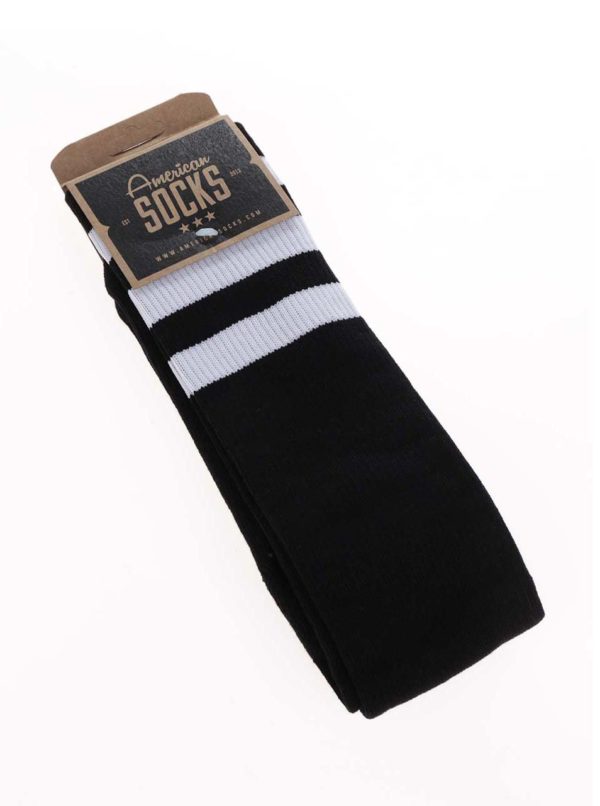 Čierne unisex ponožky s bielymi pruhmi American Socks
