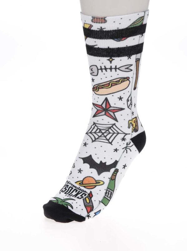 Biele unisex vzorované ponožky American Socks 