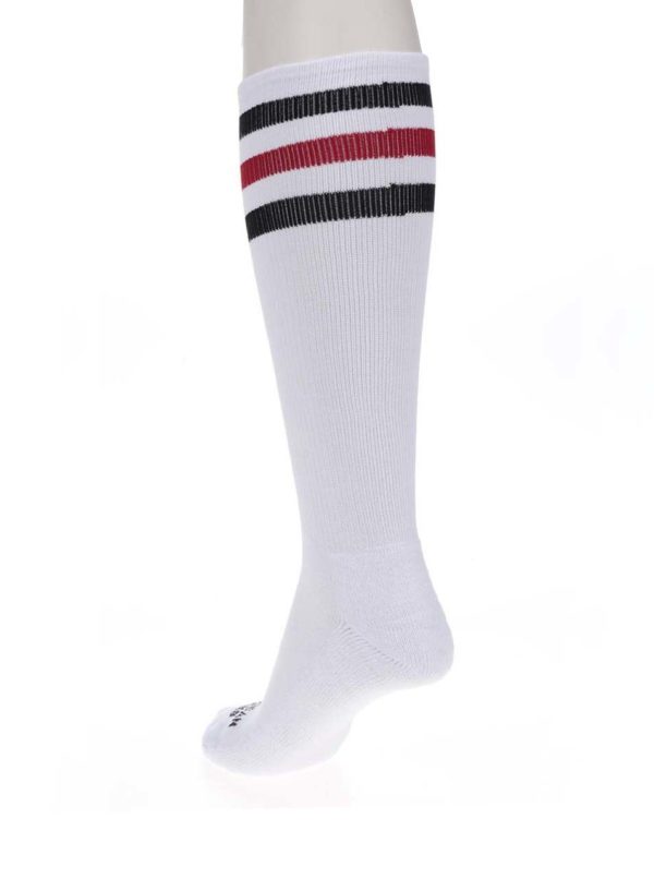 Biele unisex ponožky s pruhmi American Socks