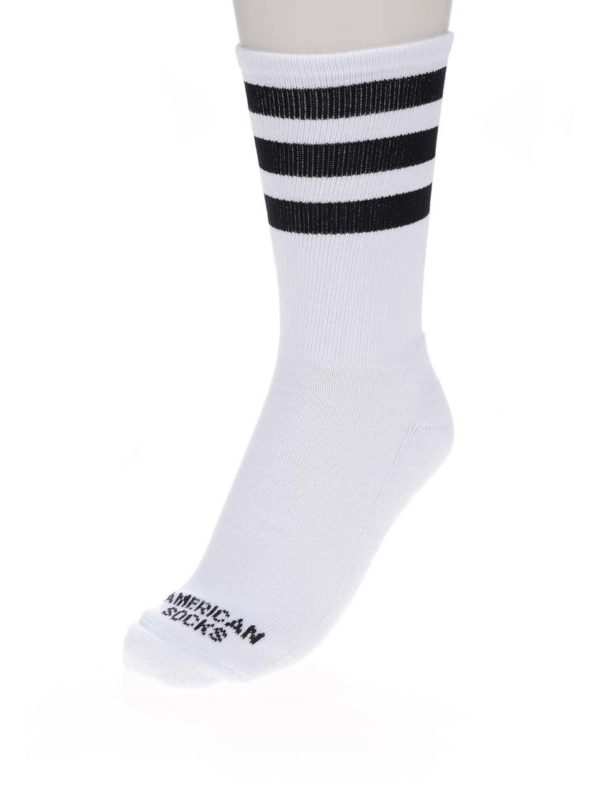 Biele unisex ponožky s pruhmi American Socks Old School II.