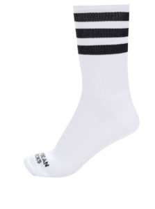 Biele unisex ponožky s pruhmi American Socks Old School II.
