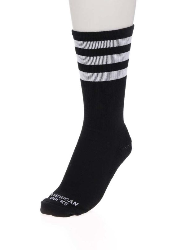 Čierne unisex ponožky s bielymi pruhmi American socks I.