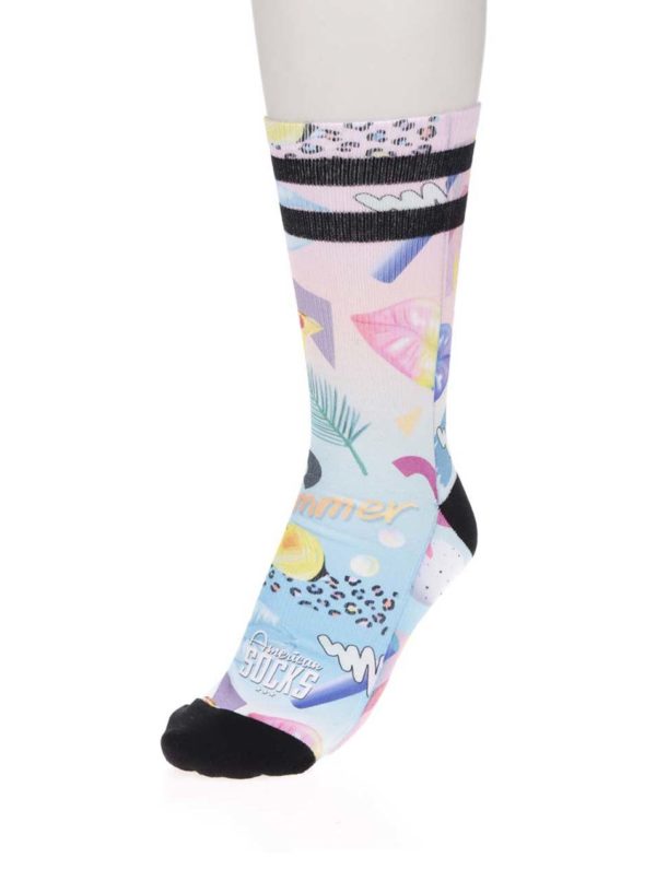 Ružové dámske ponožky s tropickým vzorom American Socks