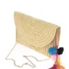 Béžová slamená listová kabelka s brmbolcami Nalí