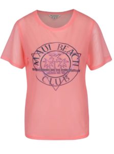 Ružové sieťované tričko s potlačou Miss Selfridge
