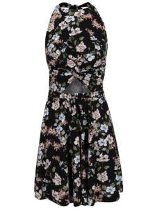 Čierne kvetované šaty s prestrihom Juicy Couture