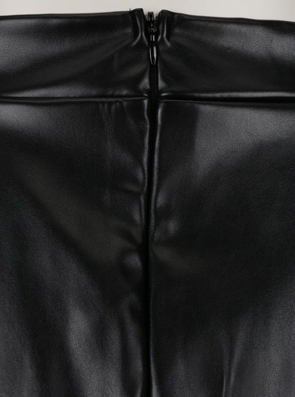 Čierna koženková sukňa s volánmi Noisy May Avalia