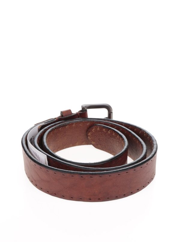 Hnedý vzorovaný kožený opasok Selected Homme Belt