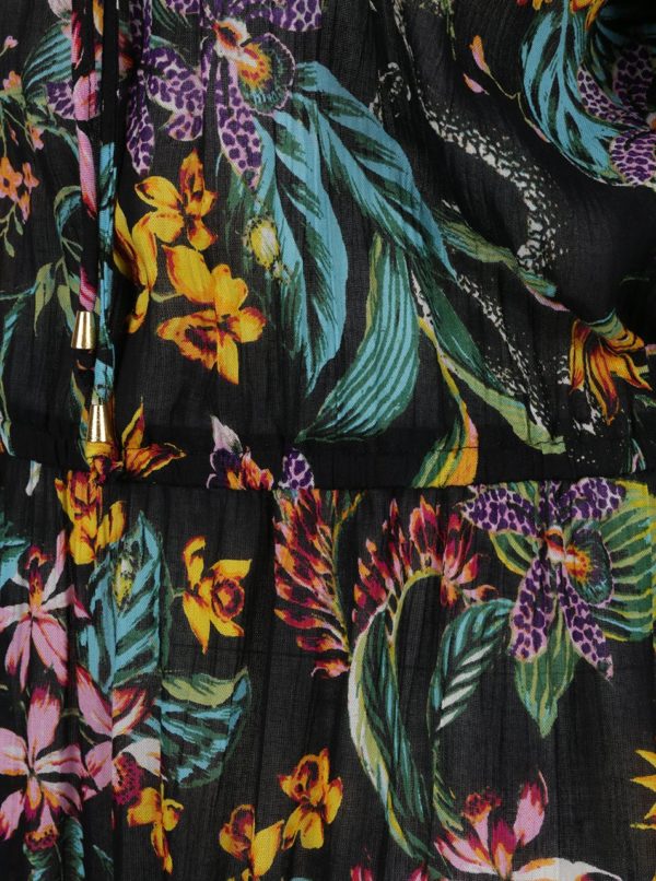Čierne kvetované maxišaty s odhalenými ramenami Dorothy Perkins Curve