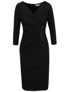 Čierne šaty s riasením a zipsom Dorothy Perkins