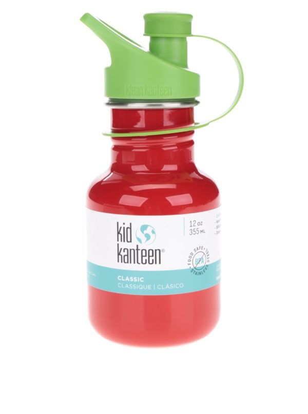 Červená detská nerezová fľaša Klean Kanteen Kid Classic Sport 355 ml