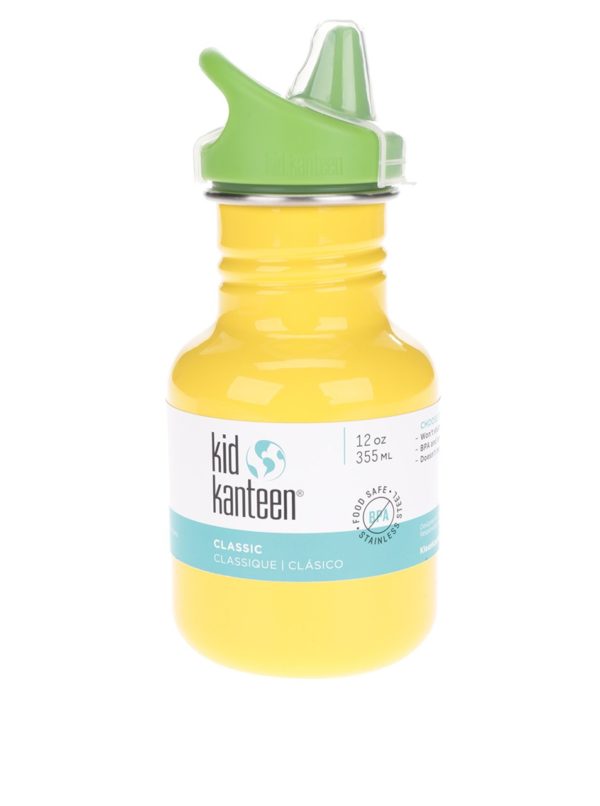 Žltá detská nerezová fľaša Klean Kanteen Kid Classic Sippy 355 ml