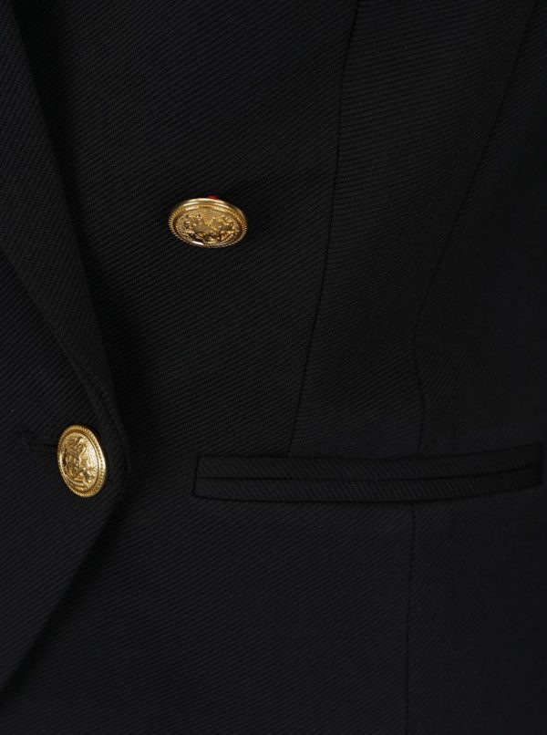 Čierne sako s gombíkmi v zlatej farbe VERO MODA Selma