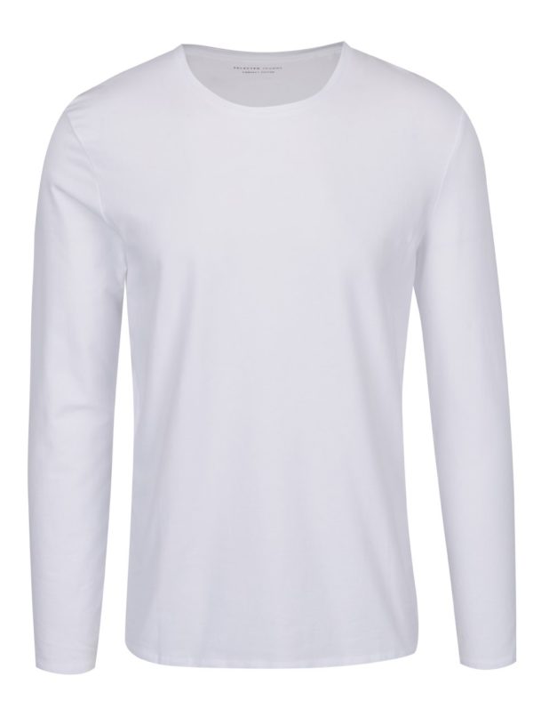 Biele basic tričko s dlhým rukávom Selected Homme Basic