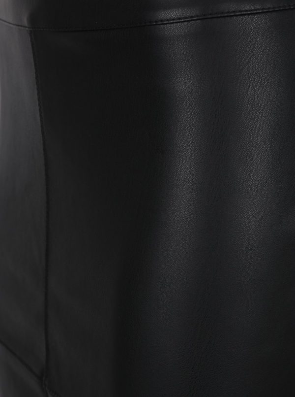 Čierna koženková puzdrová sukňa s rozparkom VILA Pen New