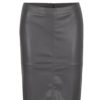 Sivá koženková puzdrová sukňa s rozparkom VILA Pen New