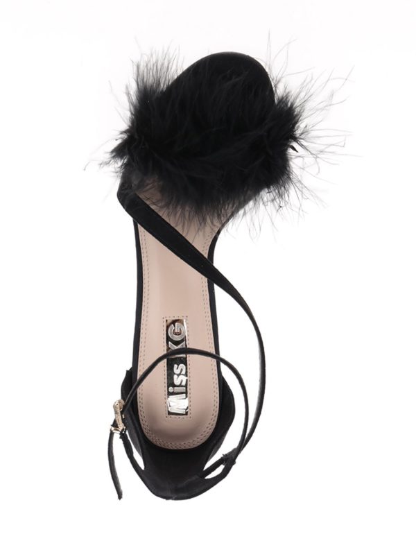 Čierne sandálky v semišovej úprave na ihlovom podpätku Miss KG Flirt