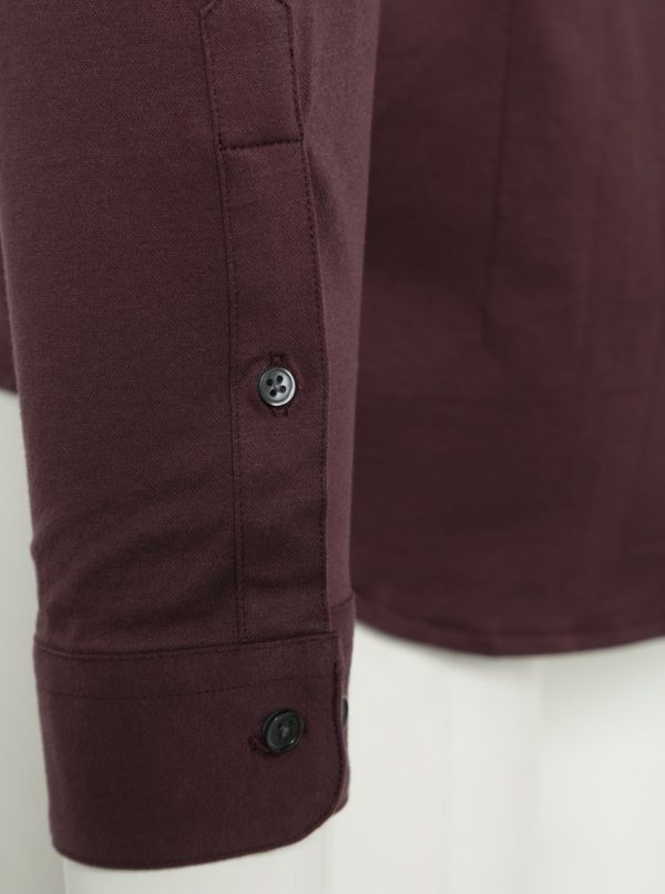 Vínová slim fit košeľa Jack & Jones Premium Knit