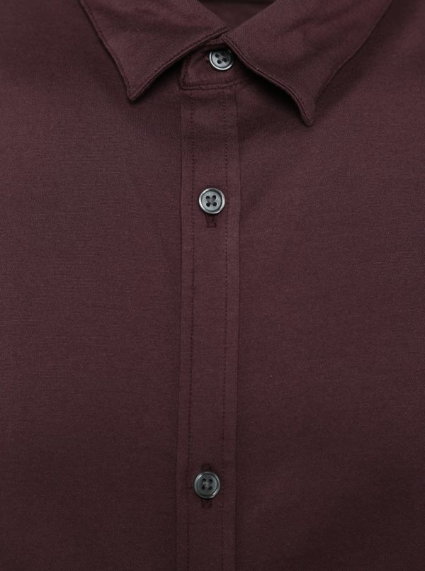 Vínová slim fit košeľa Jack & Jones Premium Knit