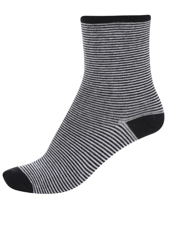 Súprava štyroch párov čierno-bielych pruhovaných ponožiek VERO MODA Glitter