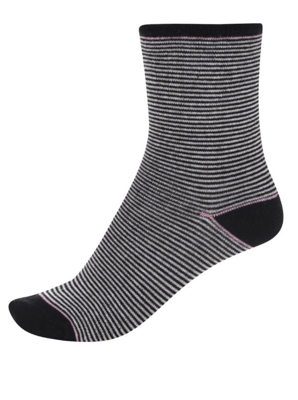 Súprava štyroch párov čierno-bielych pruhovaných ponožiek VERO MODA Glitter