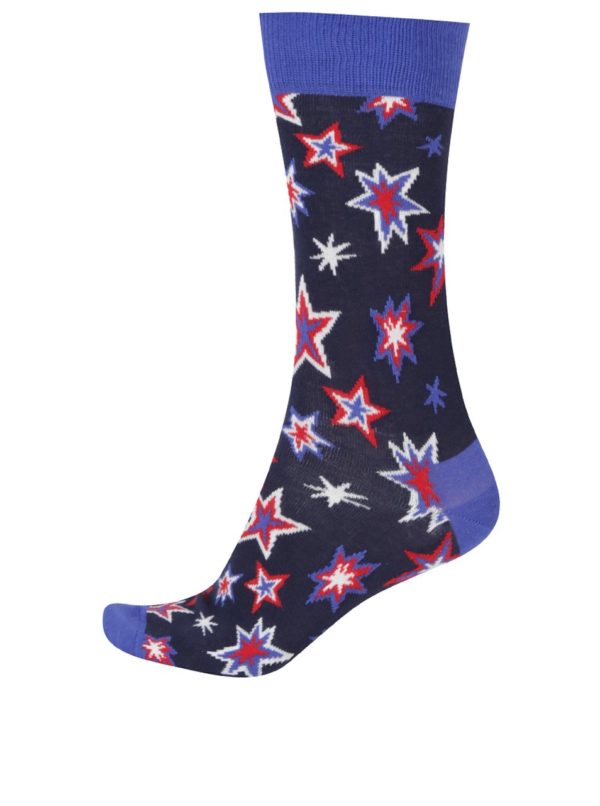 Tmavomodré pánske ponožky s hviezdami Happy Socks Bang Bang