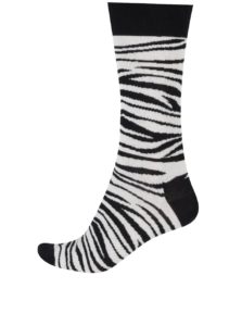 Krémovo-čierne zebrované ponožky Happy Socks Zebra