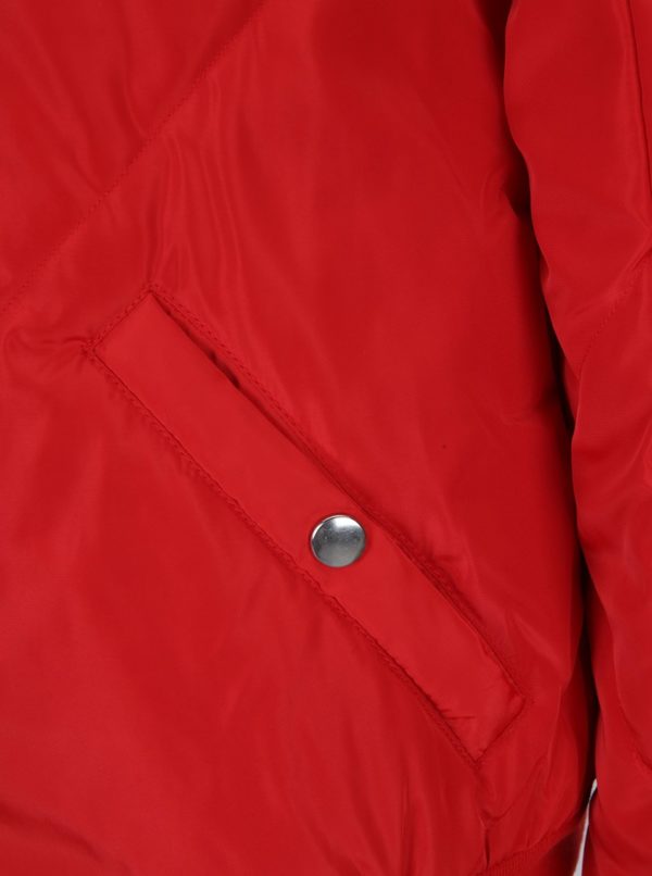 Červená prešívaná bunda s kapucňou Noisy May Mirja