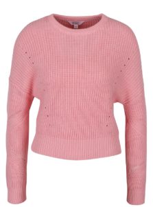 Ružový rebrovaný crop sveter Miss Selfridge