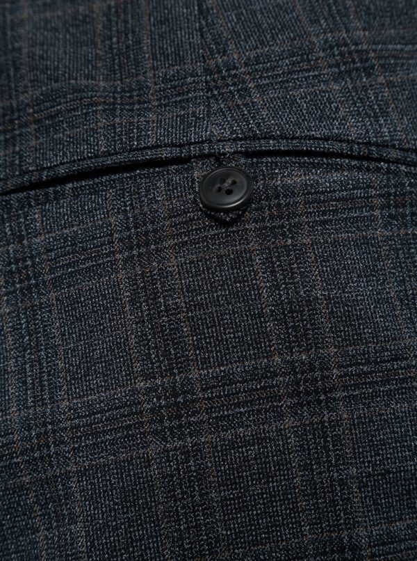 Tmavosivé kárované oblekové slim nohavice Burton Menswear London
