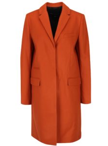 Oranžový vlnený kabát s prímesou kašmíru French Connection Platform