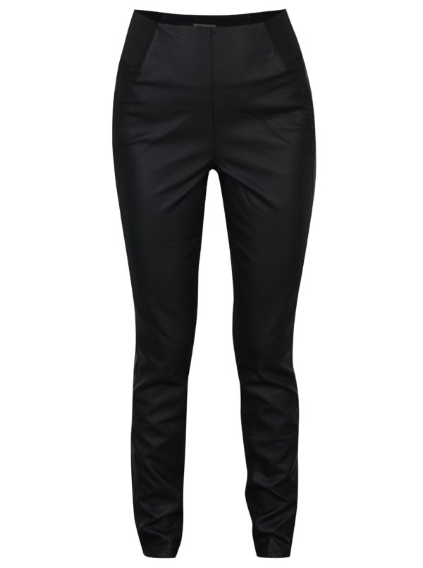 Čierne dámske priliehavé koženkové nohavice s vysokým pásom Garcia Jeans
