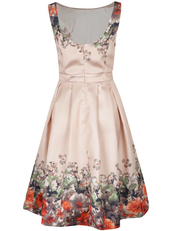 Béžové šaty s potlačou kvetín Mela London
