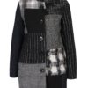 Sivo-čierny vzorovaný kabát s prímesou vlny Desigual Rosita