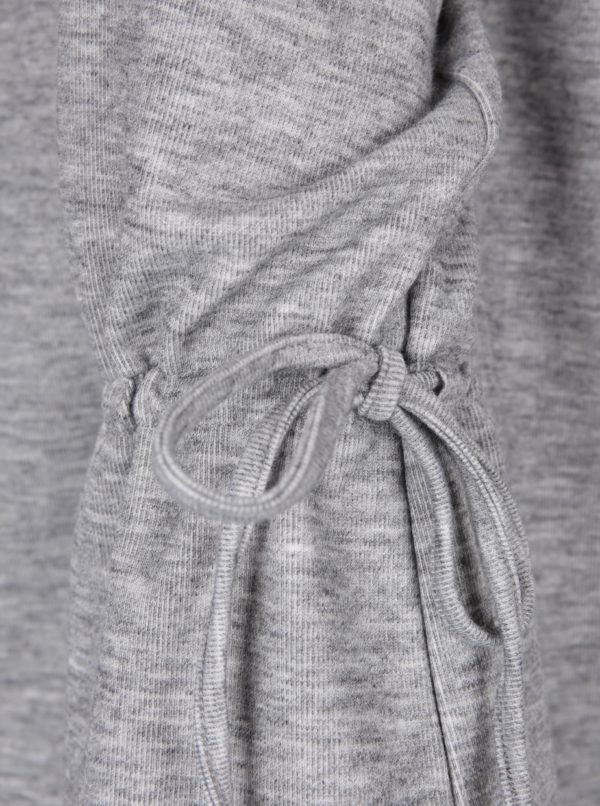Sivý melírovaný tenky sveter so šnúrkami VILA Ammie
