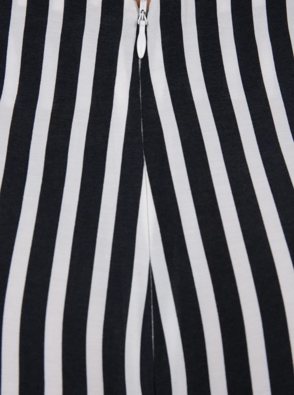 Krémovo-čierne pruhované voľné nohavice so zaväzovaním Miss Selfridge 