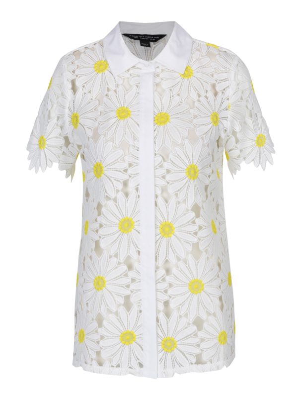Biela kvetovaná košeľa s krátkym rukávom Dorothy Perkins