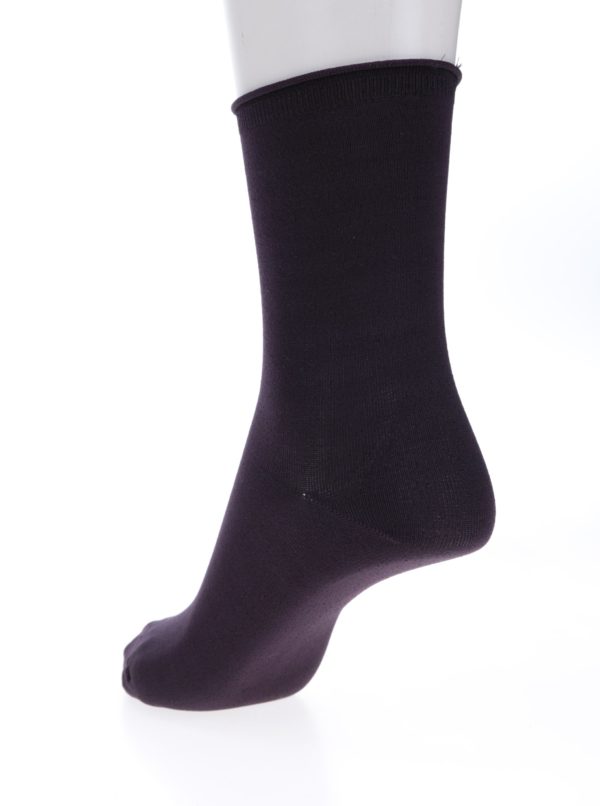 Tmavofialové ponožky s odleskmi v striebornej farbe Selected Femme Lucy