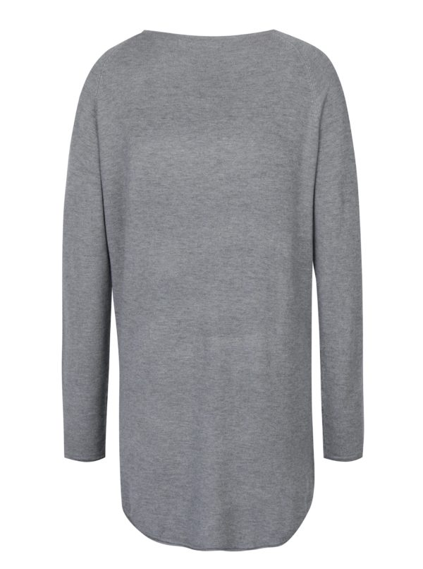 Sivý sveter s predĺženým zadným dielom ONLY Mila