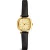 Dámske hodinky v zlatej farbe s čiernym koženým remienkom Komono Moneypenny