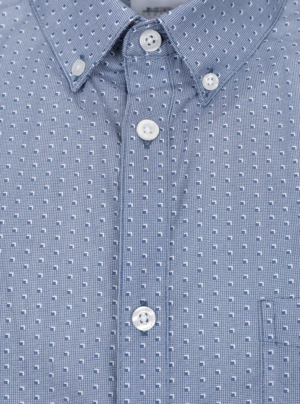 Modrá vzorovaná košeľa s krátkym rukávom Burton Menswear London