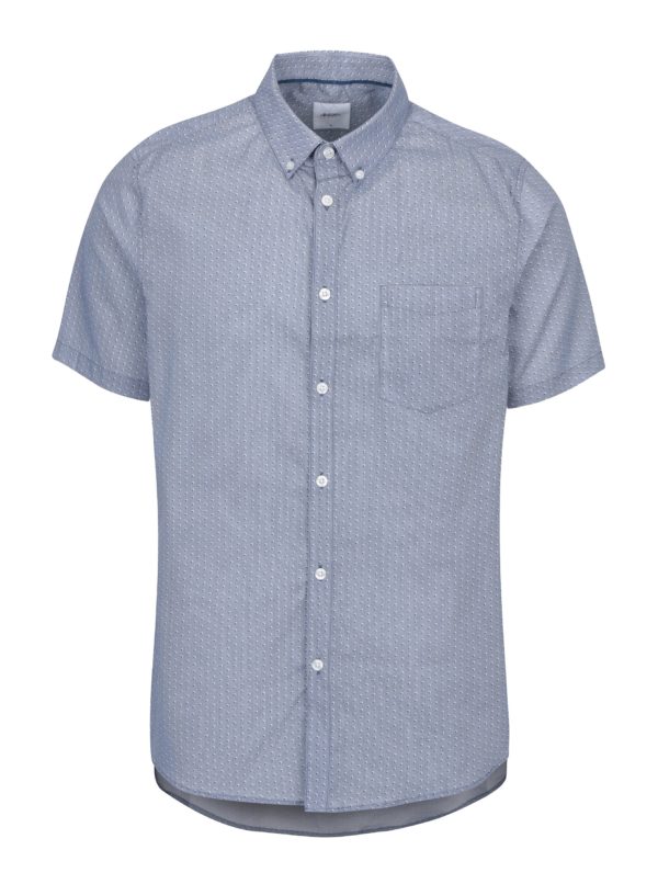 Modrá vzorovaná košeľa s krátkym rukávom Burton Menswear London